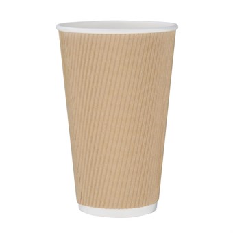 Vaso pared ondulada para bebidas calientes papel kraft Fiesta 455ml (Caja 25)