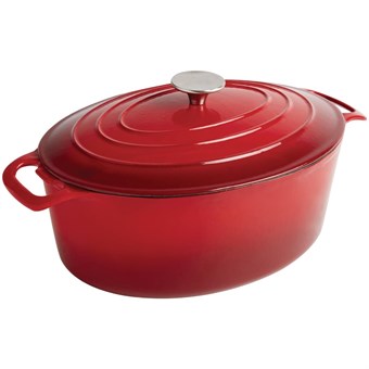 Cazuela de hierro ovalada Vogue roja 5L