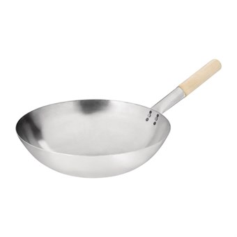 Wok acero templado 356mm Vogue base redonda