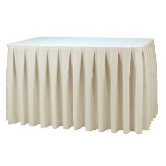 Faldón de mesa fruncido crema