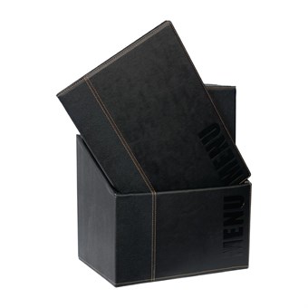 Juego porta-menús Securit con caja de almacenaje A4 negro (Caja 20)