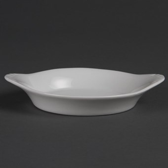 Platos ovalados redondeados con asas blancos 156 x 126mm Olympia