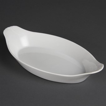 Fuentes ovaladas con asas Olympia blancas 290 x 166mm