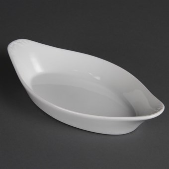 Fuentes ovaladas con asas Olympia blancas 253 x 140mm