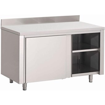 Armario bajo Gastro M acero inoxidable puertas deslizantes y peto 1500mm