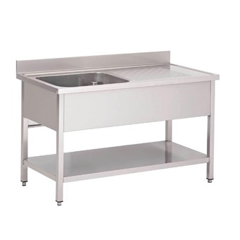 Fregadero acero inoxidable Gastro M con estante y peto 1400mm