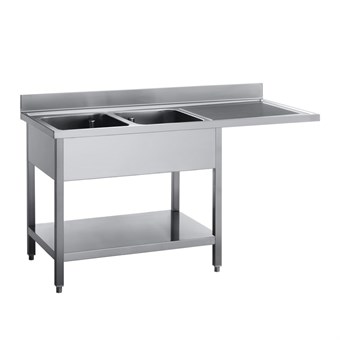 Fregadero acero inoxidable Gastro M con estante, peto y hueco lavavajillas 1600mm