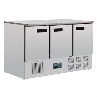 Mostrador frigorífico Polar Serie G mesa mármol 3 puertas 368Ltr