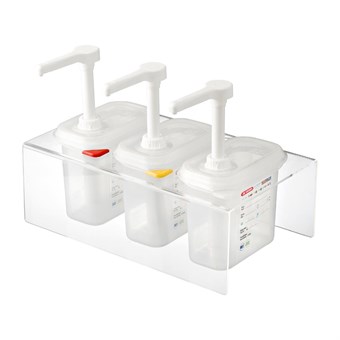 Juego 3 dispensadores de salsa Araven GN 1/9 traslúcidos