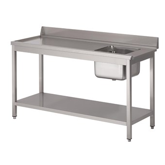 Mesa aclarado Gastro M acero inoxidable peto estante fregadero derecha 1400(An)x700(F)x850(Al)mm