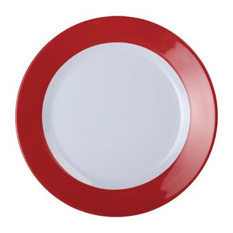 Platos llanos melamina Kristallon Gala borde rojo 260(Ø)mm