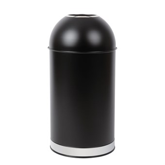 Papelera bala de acero Bolero negra con tapa abierta de 40Ltr
