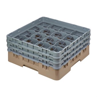 Cesta cristalería Cambro Camrack beige 16 compartimentos vasos hasta 174(Al)mm