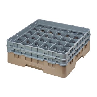 Cesta cristalería Cambro Camrack beige 36 compartimentos vasos hasta 133(Al)mm