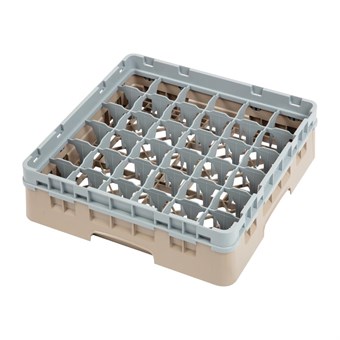 Bandeja Cambro Cam de 36 compartimentos de vidrio color beige de altura máxima de 92mm