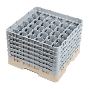 Bandeja Cambro Cam de 36 compartimentos de vidrio color beige de altura máxima de 298mm