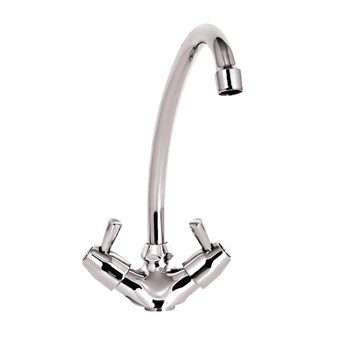 Grifo mezclador con pomos giratorios de 90° y caño