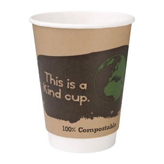Vaso compostable bebidas calientes doble pared Fiesta Green 355ml (Caja 500) 