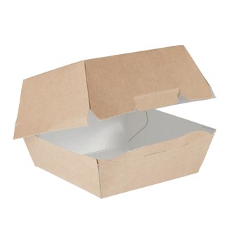 Envase compostable de hamburguesa Colpac papel kraft grande 135mm (Caja 250)
